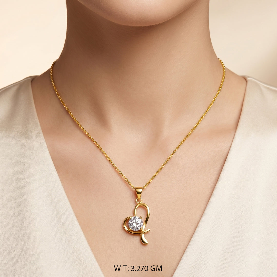 Flower Shaped AD Studded Pendant