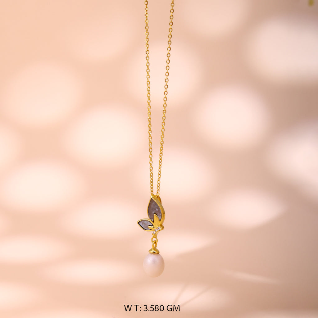 Lotus Bloom Pearl and Diamond Necklace