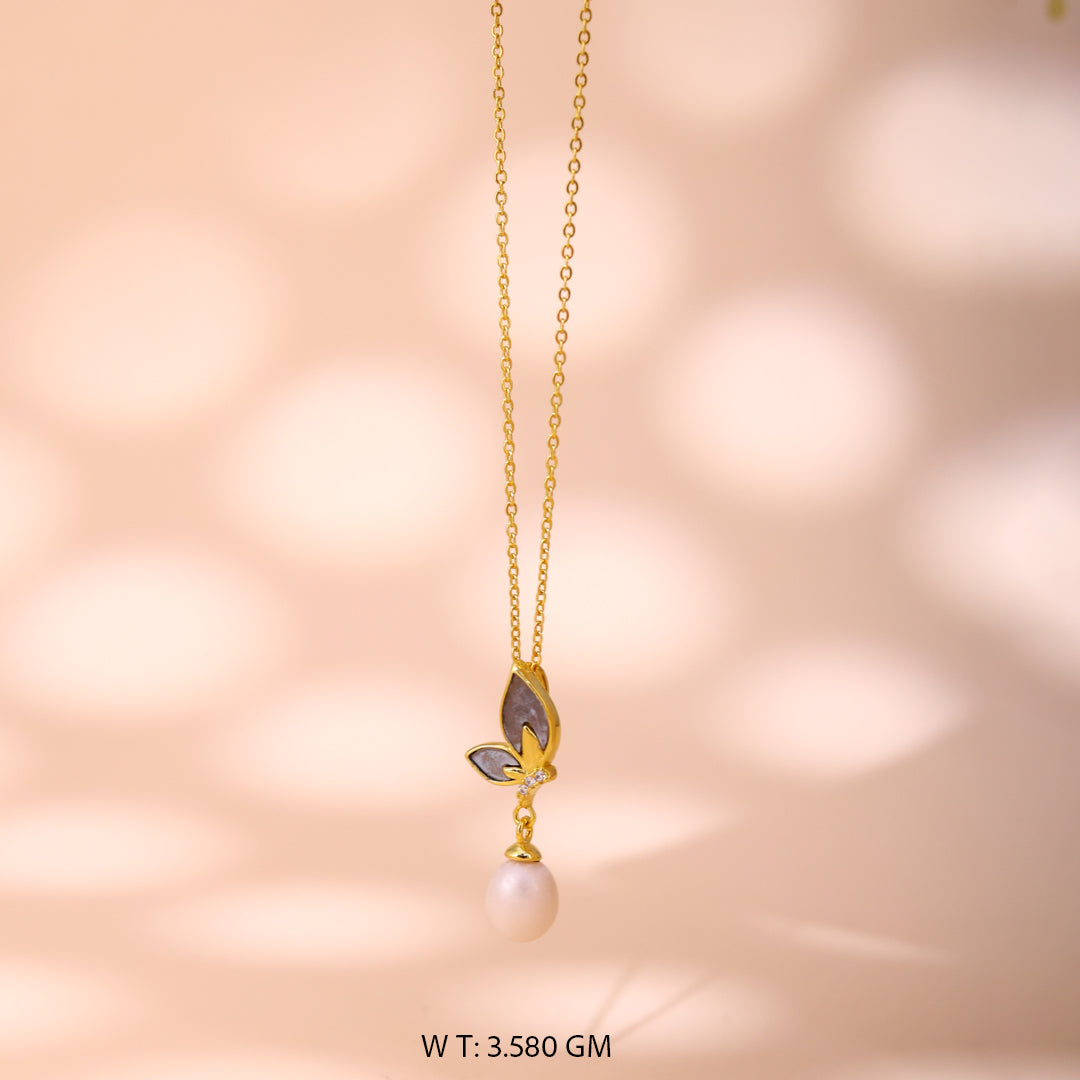 Lotus Bloom Pearl and Diamond Necklace