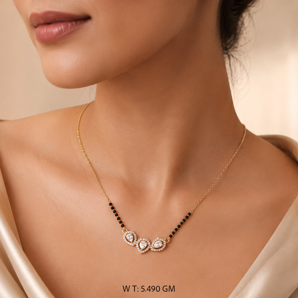 Golden Trio Teardrop Mangalsutra