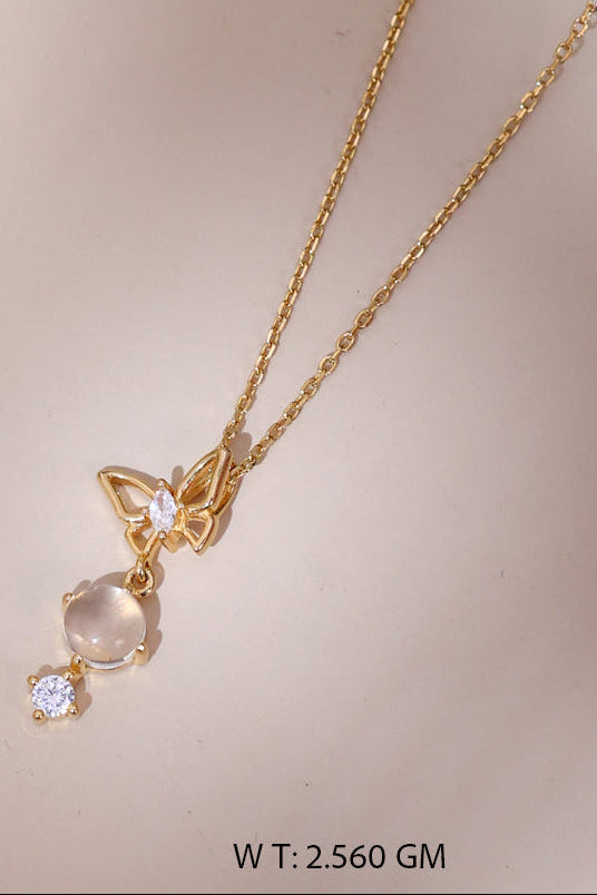 Butterfly Pearl Drop Necklace