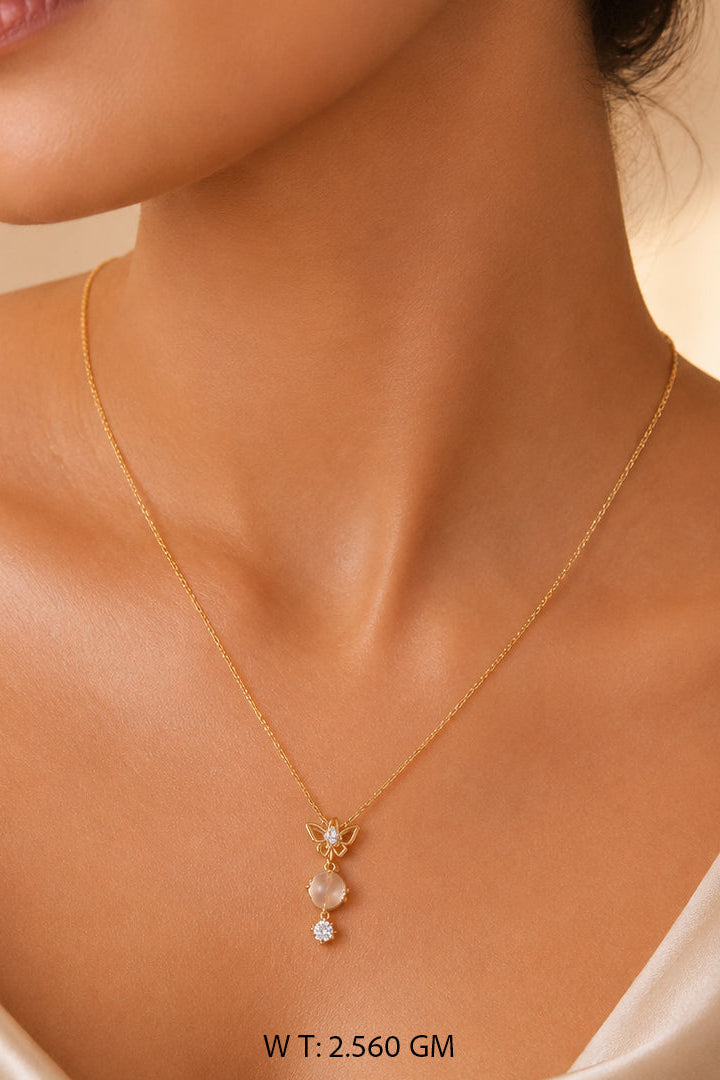 Butterfly Pearl Drop Necklace