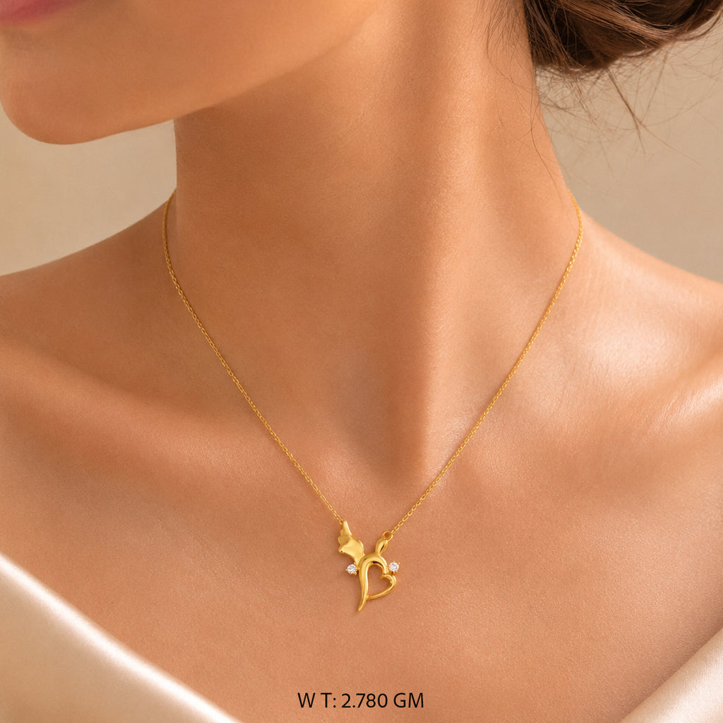 Initial Heart Rose Gold Pendant Name Necklace