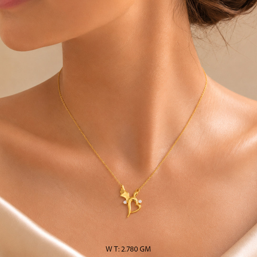 Initial Heart Rose Gold Pendant Name Necklace