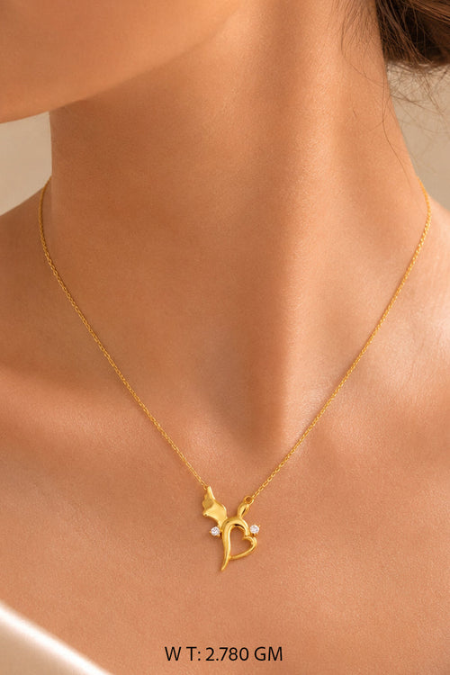 Butterfly Heart Pendant Chain